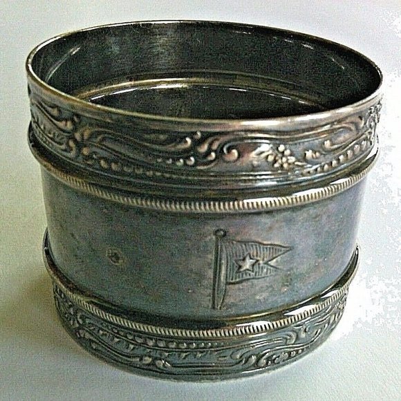 Silver Napkin Ring White Star Line Flag Shipping Ocean liners Titanic's Olympic - Picture 13 of 16